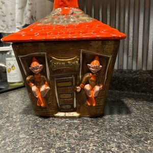 Vintage Ceramic  Pixie Elves School House Cookie Jar